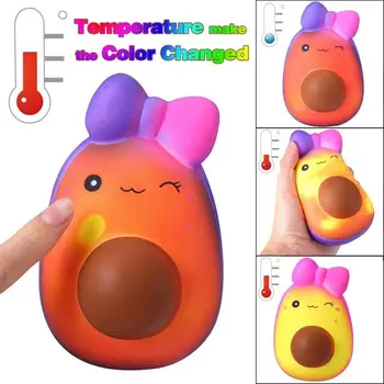 

PU Change Color with Temperature Fun Squishy Toy Lovely Bowknot Fruit Reliever Slow Rising Squeeze Toys