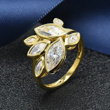 Hutang women's yellow gold cubic zirconia leaf ring solid 925 sterling silver wedding fine stylish jewelry gift for her
Hutang women's yellow gold cubic zirconia leaf ring solid 925 sterling silver wedding fine stylish jewelry gift for her