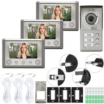 Apartment 3 Units Wired Video Door Phone Audio Visual Doorbell Intercom Entry System Home Security Door Accessories
Apartment 3 Units Wired Video Door Phone Audio Visual Doorbell Intercom Entry System Home Security Door Accessories