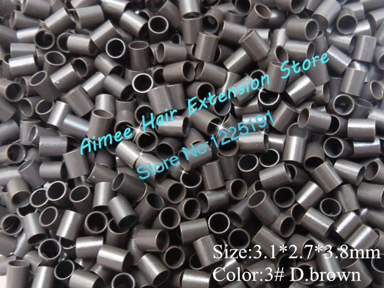 

3.1*2.7*3.8mm 3#D.brown 1000pcs/lot copper flared ring easily locks/copper tube micro link/ring /bead for i tip hair extension