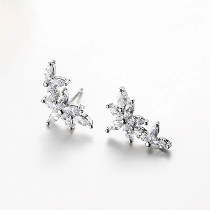 Clear AAA+ Zircon Flower Earrings Paved Full White Crystal Stone Hot Sell 925 Sterling Silver Earring Bijoux For Women Gift
Clear AAA+ Zircon Flower Earrings Paved Full White Crystal Stone Hot Sell 925 Sterling Silver Earring Bijoux For Women Gift