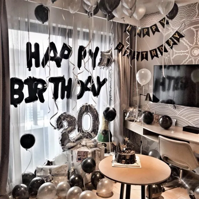 1set Black Happy birthday banner with Star Ballons black White Latex balloons adult 20 30 40 18year old birthday decor Supplies
1set Black Happy birthday banner with Star Ballons black White Latex balloons adult 20 30 40 18year old birthday decor Supplies