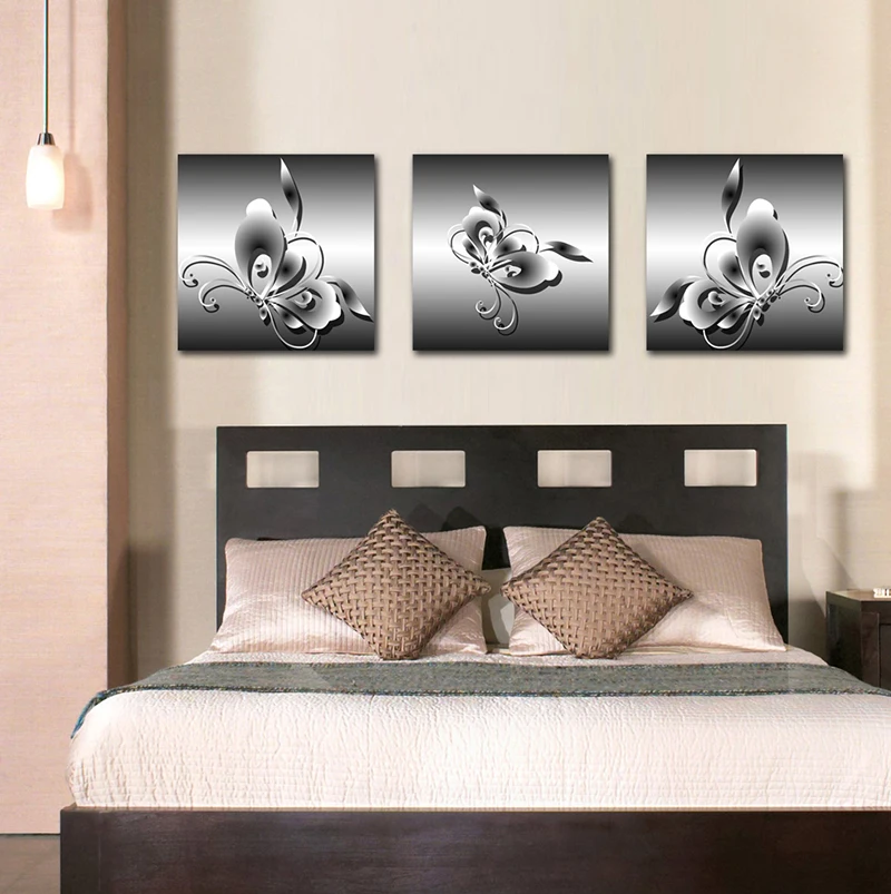 2016 real canvas painting cuadros painting animal butterfly 3 piece