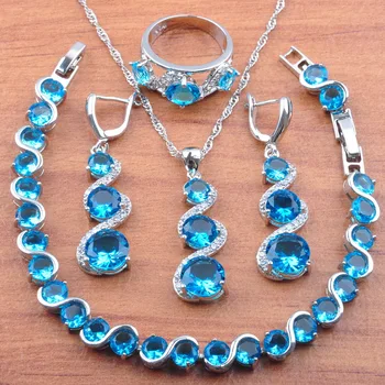 Wedding Jewelry Sky Blue Zirconia Silver Color Jewellery Set Earring Pendant And Necklace Bracelet Ring Set 2020 New JS0137
Wedding Jewelry Sky Blue Zirconia Silver Color Jewellery Set Earring Pendant And Necklace Bracelet Ring Set 2020 New JS0137