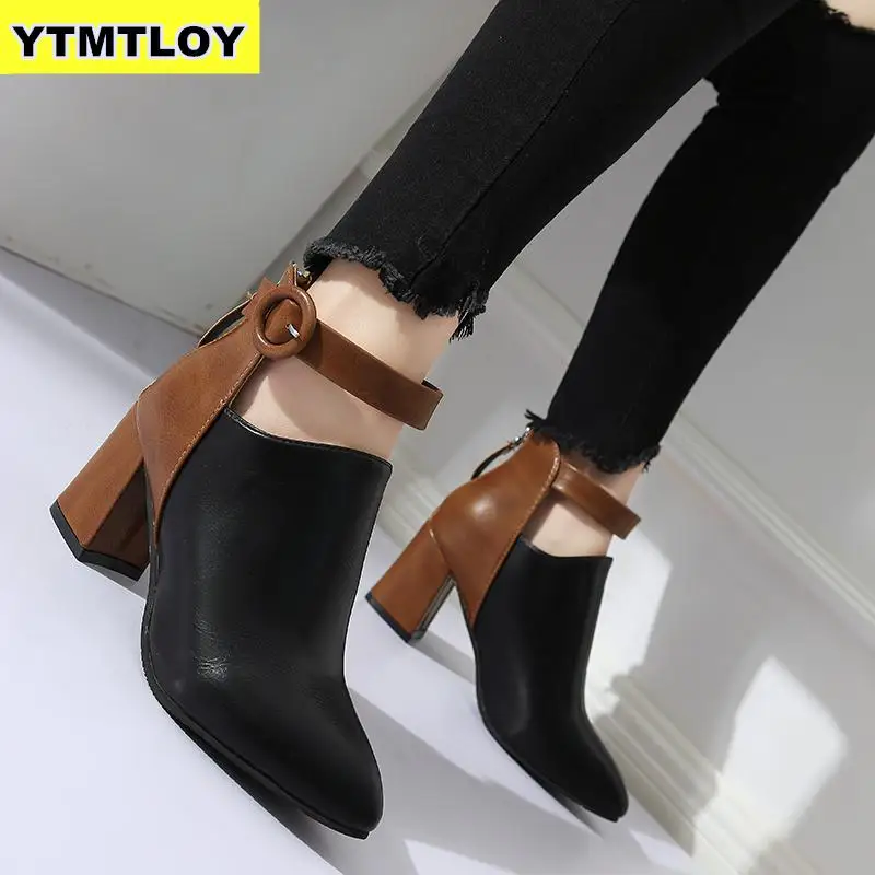2019 Retro Women Boots Vintage Block Heel Ankle Side Zipper High Heels Shoes Big Sizes 35-44 Botas Mujer Winter Boots
2019 Retro Women Boots Vintage Block Heel Ankle Side Zipper High Heels Shoes Big Sizes 35-44 Botas Mujer Winter Boots