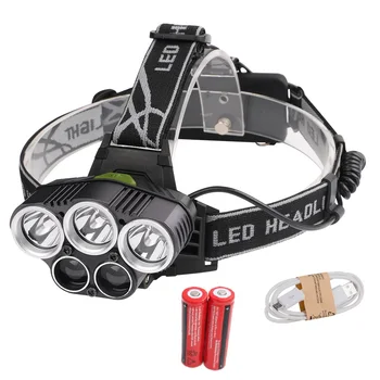 5 LED Headlamp USB Rechargeable Headlight 15000 Lumens XML T6 LED Head Lamp Torch for Fishing Camping With 2*18650 Battery
5 LED Headlamp USB Rechargeable Headlight 15000 Lumens XML T6 LED Head Lamp Torch for Fishing Camping With 2*18650 Battery