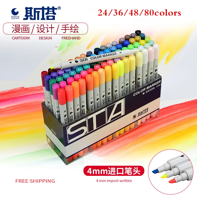 STA 80 Colors Double Head Artist Soluble Colored Sketch Marker Brush Pen Set For Drawing Design Paints Art Marker Supplies
STA 80 Colors Double Head Artist Soluble Colored Sketch Marker Brush Pen Set For Drawing Design Paints Art Marker Supplies