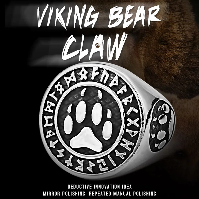 Beier 316L Stainless steel nose viking men ring Bear Paw runes word Odin 's Symbol Amulet Myth scandinavian jewelry LR618
Beier 316L Stainless steel nose viking men ring Bear Paw runes word Odin 's Symbol Amulet Myth scandinavian jewelry LR618