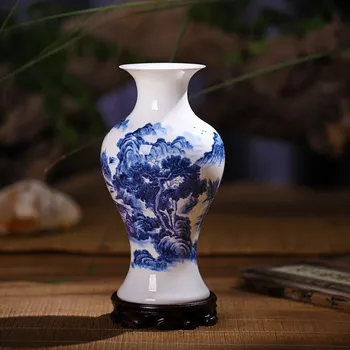 Jingdezhen Modern Ceramic Vase Blue and White Mountains and Rivers Landscape Bone China Vase Sitting Room Bedroom
Jingdezhen Modern Ceramic Vase Blue and White Mountains and Rivers Landscape Bone China Vase Sitting Room Bedroom