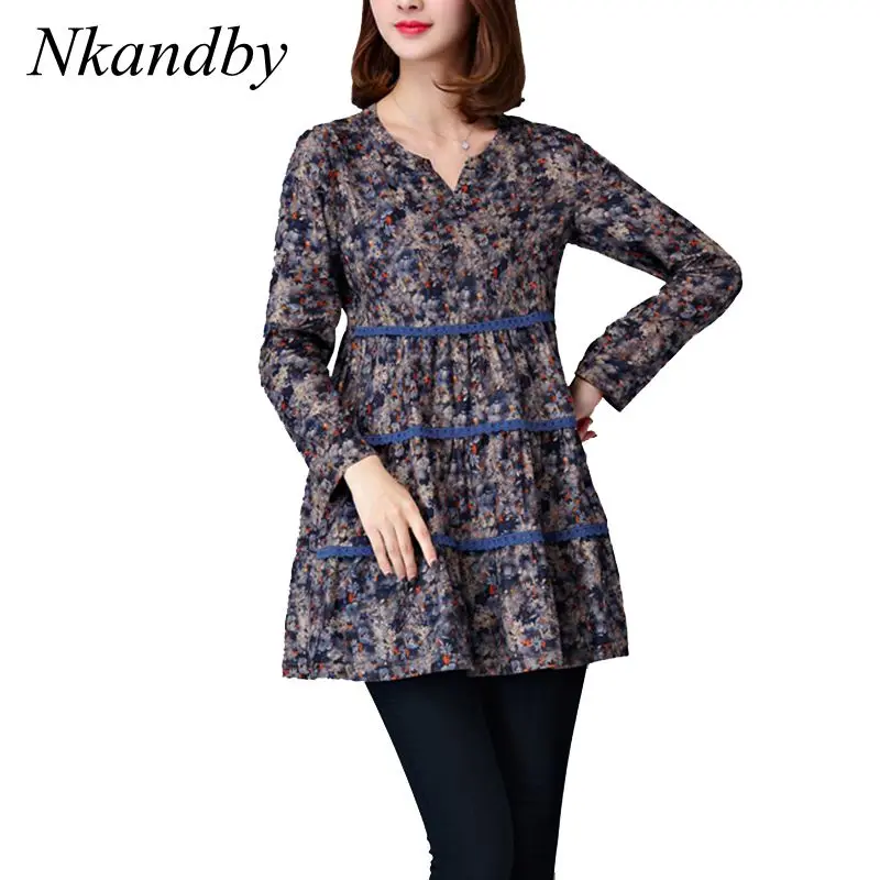 Nkandby 5XL 4XL Plus size Women Tops 2019 autumn Casual Loose Tops V neck Retro Floral Print Long sleeve Oversized Ladies Shirts
Nkandby 5XL 4XL Plus size Women Tops 2019 autumn Casual Loose Tops V neck Retro Floral Print Long sleeve Oversized Ladies Shirts