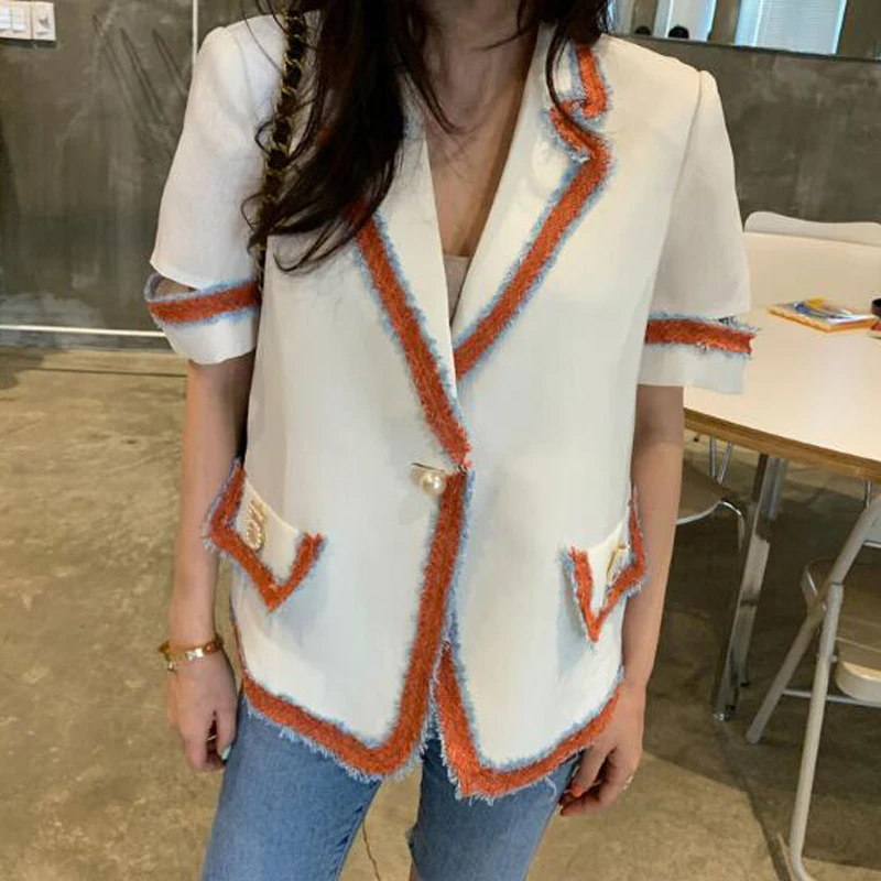 High Street Notched Collar hit color Women Blazer Single Button Summer Jacket 2019 Casual Pockets Female Suits fashion Coat
High Street Notched Collar hit color Women Blazer Single Button Summer Jacket 2019 Casual Pockets Female Suits fashion Coat