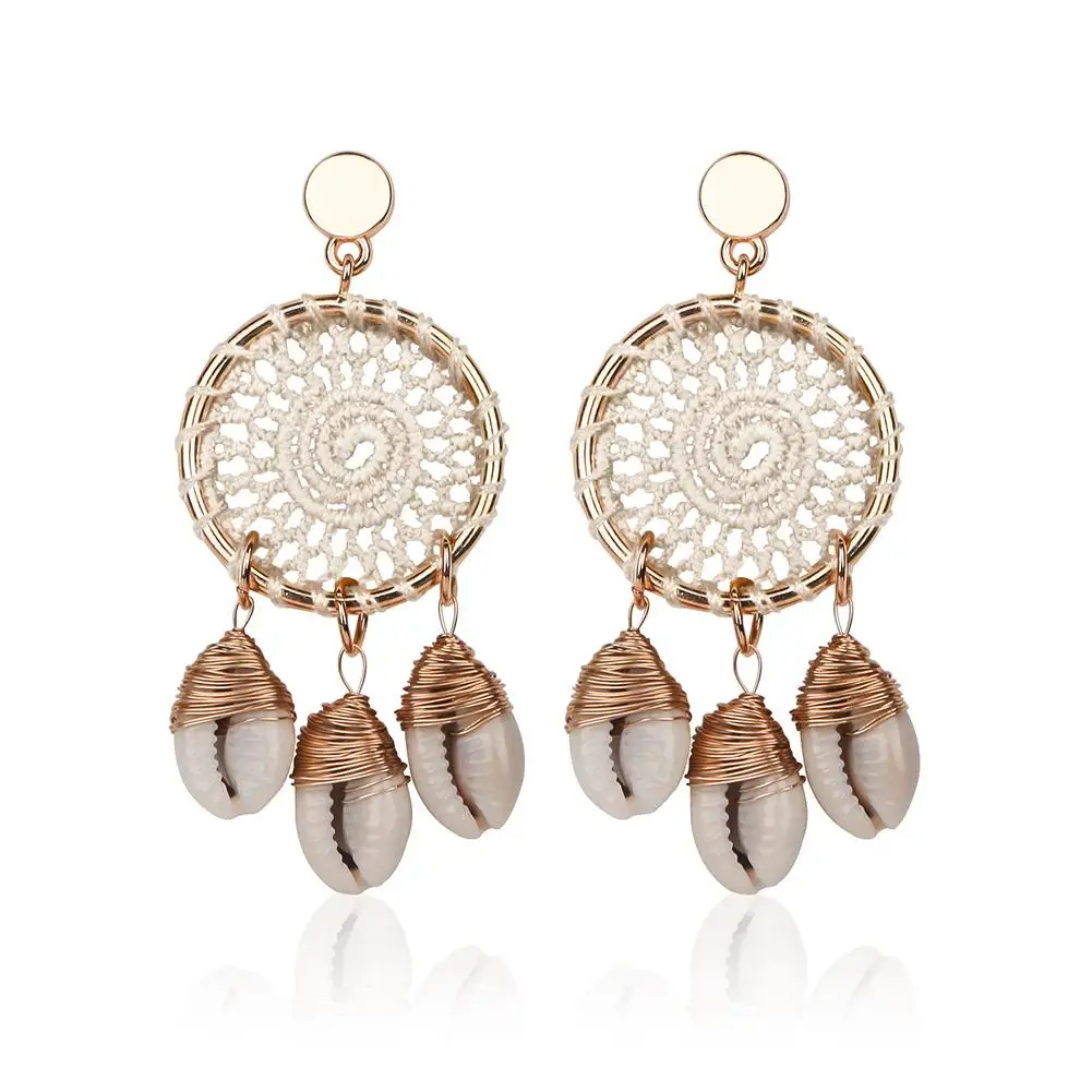 Women Boho Handmade Big Circle Dream Catcher Shell Conch Long Dangle Stud Earrings Gift
Women Boho Handmade Big Circle Dream Catcher Shell Conch Long Dangle Stud Earrings Gift