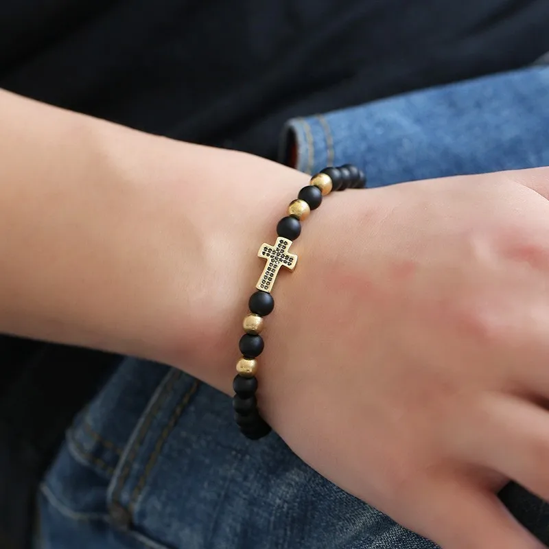 Fashion Cross Bracelet Men Women 2019 New Trendy 6mm Stone Bead Charm Bracelet For Men Women Jewelry Gift
Fashion Cross Bracelet Men Women 2019 New Trendy 6mm Stone Bead Charm Bracelet For Men Women Jewelry Gift