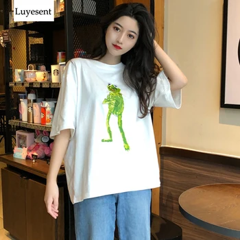 Women Cute Frog Print Spring Summer T-shirts Female White Black Abstract Cartoon Casual T-shirt 2019 Lady Fashion Basic Tee Top
Women Cute Frog Print Spring Summer T-shirts Female White Black Abstract Cartoon Casual T-shirt 2019 Lady Fashion Basic Tee Top