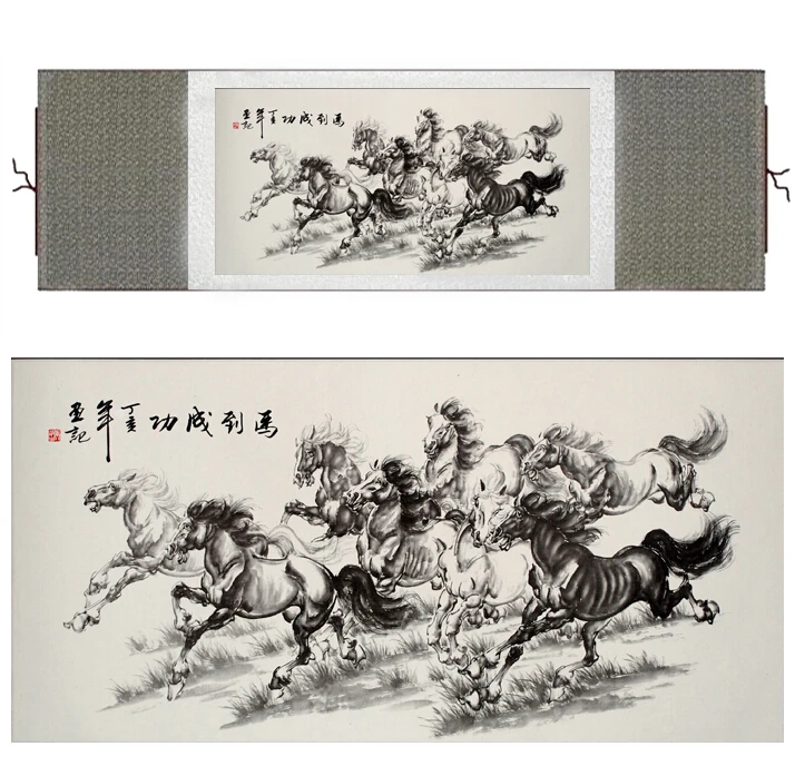Traditional Chinese art painting Horse art painting Silk scroll art painting Horse picture
Traditional Chinese art painting Horse art painting Silk scroll art painting Horse picture