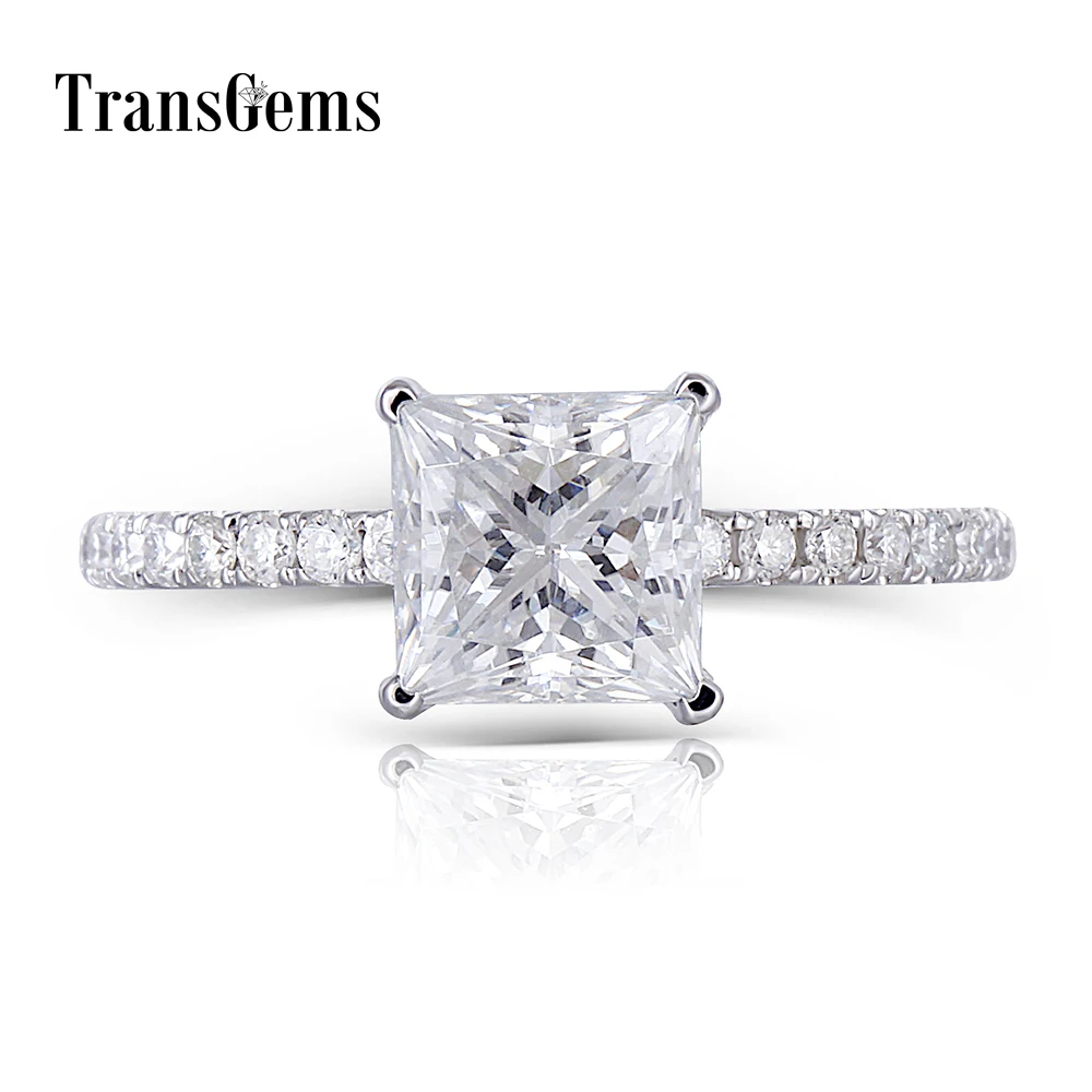 Transgems 14K 585 White Gold Princess Cut F Color Moissanite 6.5MM 1.5CT Under Halo Engagement Ring for Women with Accents
Transgems 14K 585 White Gold Princess Cut F Color Moissanite 6.5MM 1.5CT Under Halo Engagement Ring for Women with Accents