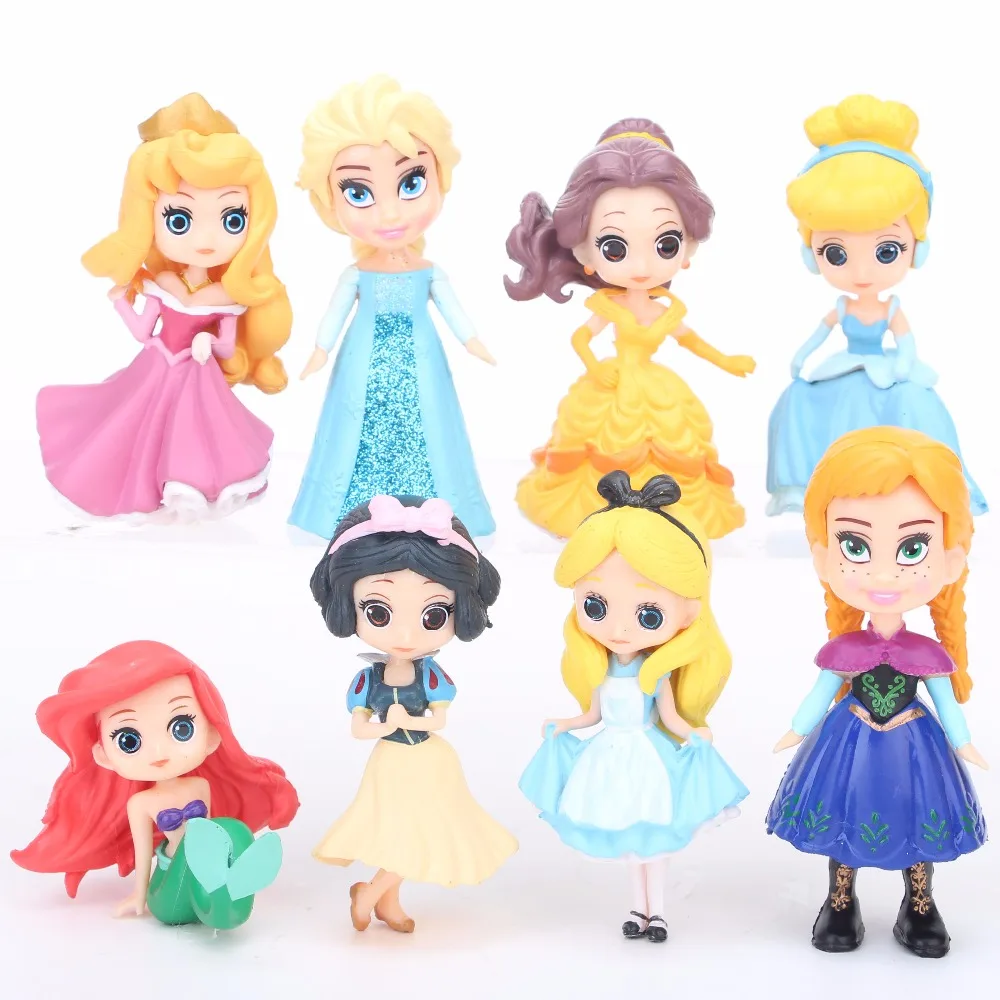 8//11Pcs Disney Princess Cinderella Ariel Snow White Figure Toy Cake Topper Doll