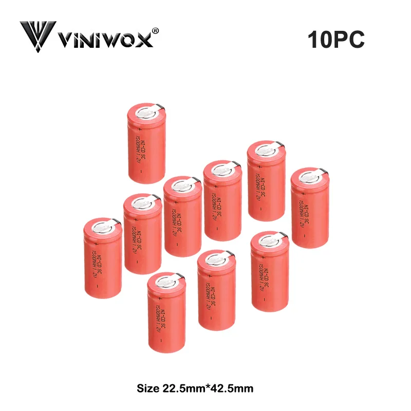 Subc SC 1.2V 1500mAh Ni-CD Rechargeable Batteries Made to 9.6V 12V 14.4V 18V 24V NICD Electric Parts Power tool Battery Cells
Subc SC 1.2V 1500mAh Ni-CD Rechargeable Batteries Made to 9.6V 12V 14.4V 18V 24V NICD Electric Parts Power tool Battery Cells