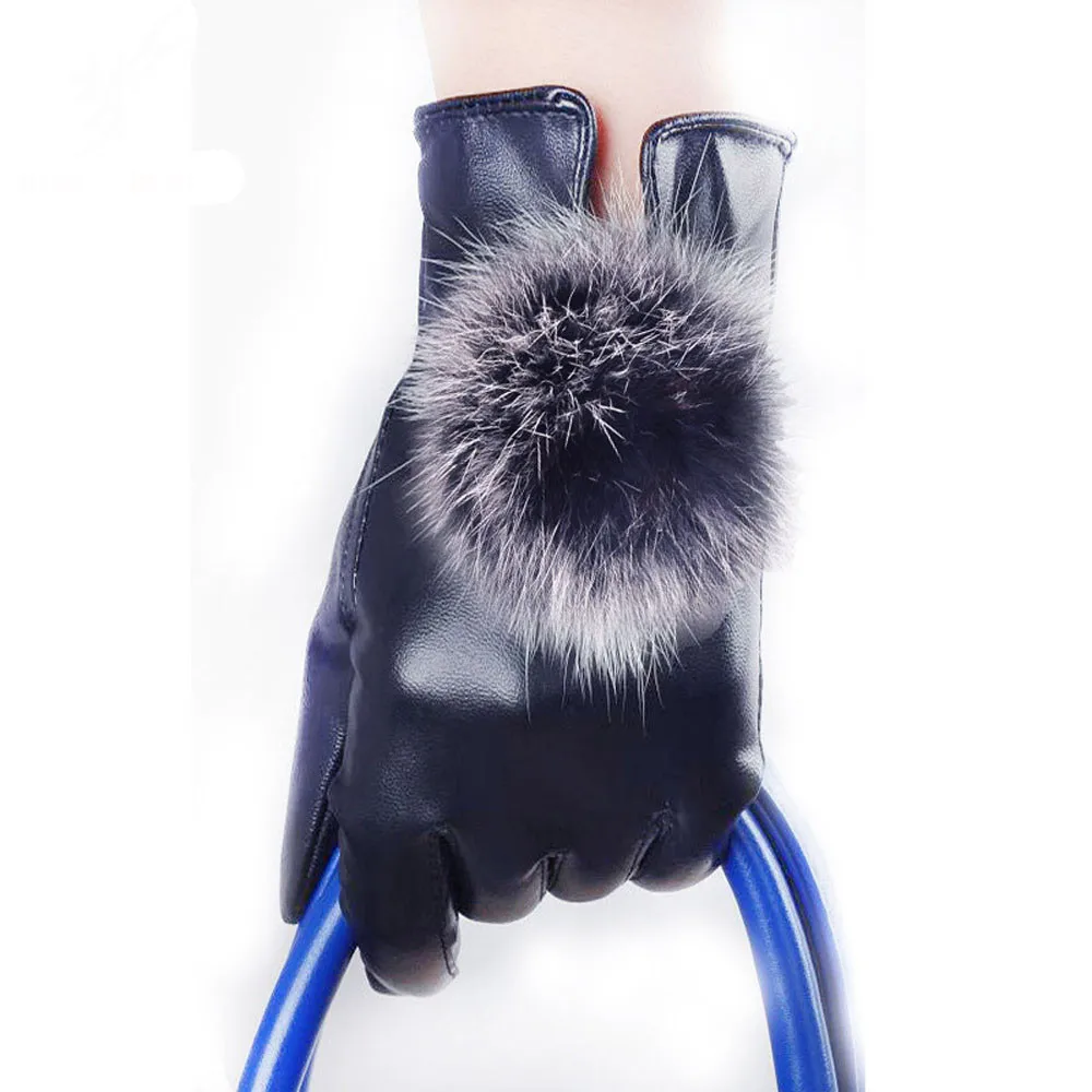 Women Lady keep warm fashion Black Leather Gloves Autumn Winter Warm Rabbit Fur Mittens Y50 
Women Lady keep warm fashion Black Leather Gloves Autumn Winter Warm Rabbit Fur Mittens Y50