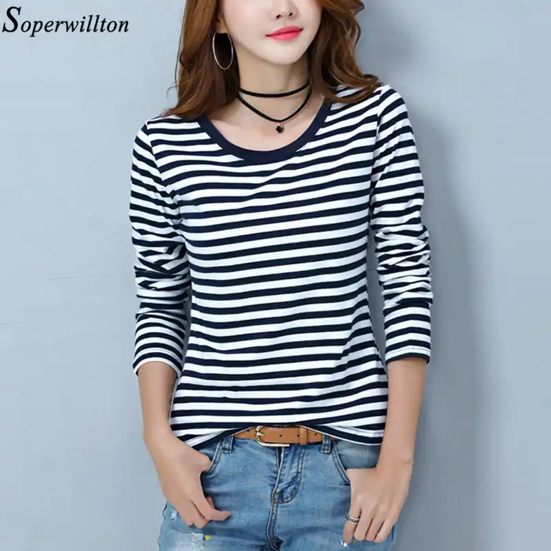 women's plus size black and white striped shirt