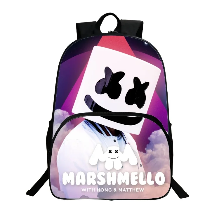 

16 Inch Marshmello children schoolbag famous DJ face alone backpack for teenager boys and girls Men Women Hip Hop Backpack