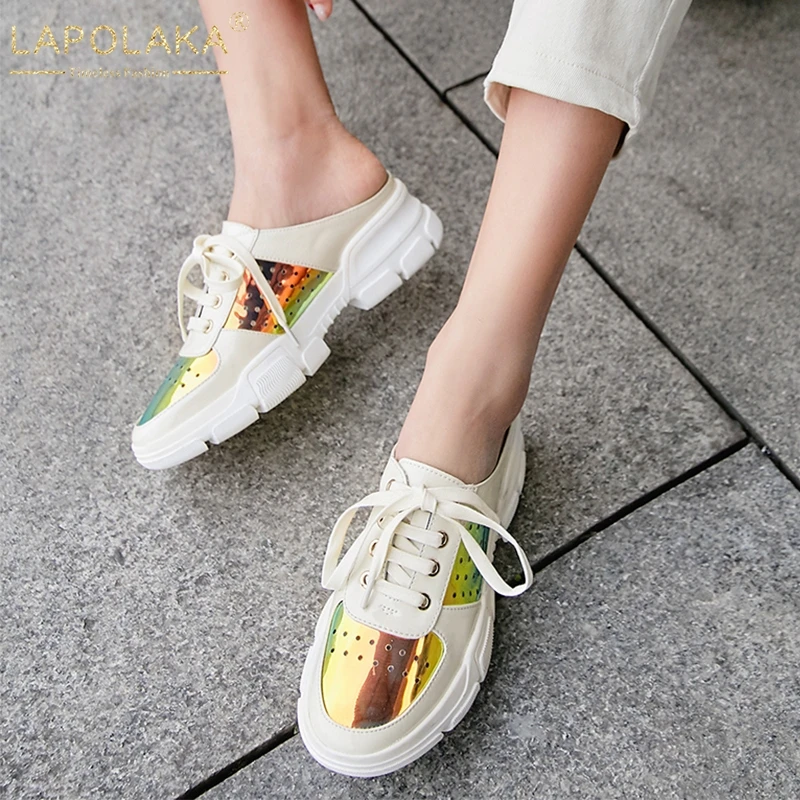 LAPOLAKA New Fashion Bling Flat Platform Slippers Women Summer lace-up Cow Patent Leather Slippers Women Shoes Woman
LAPOLAKA New Fashion Bling Flat Platform Slippers Women Summer lace-up Cow Patent Leather Slippers Women Shoes Woman