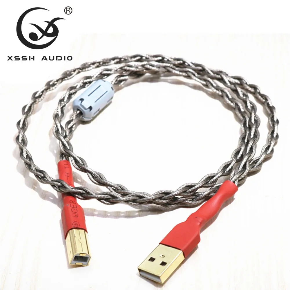 XSSH Audio OFC pure copper Silver Audio Extension Wire Cord Braid Aux Cable USB DAC av video audio output USB 2.0 A-B cable
XSSH Audio OFC pure copper Silver Audio Extension Wire Cord Braid Aux Cable USB DAC av video audio output USB 2.0 A-B cable