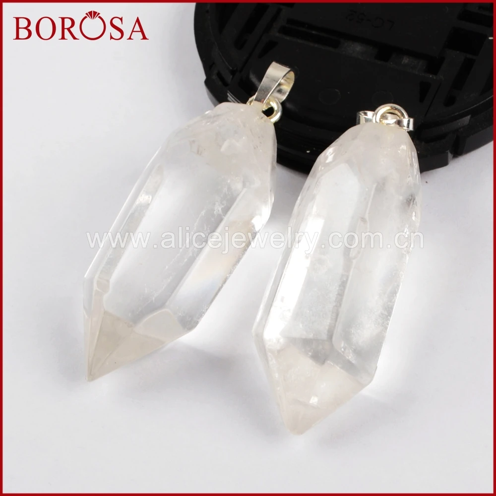 BOROSA Silver Color Natural White Crystal Quartz Faceted Pencil Point Druzy Pendant for Necklace Making Gems Drusy Jewelry WX816
BOROSA Silver Color Natural White Crystal Quartz Faceted Pencil Point Druzy Pendant for Necklace Making Gems Drusy Jewelry WX816