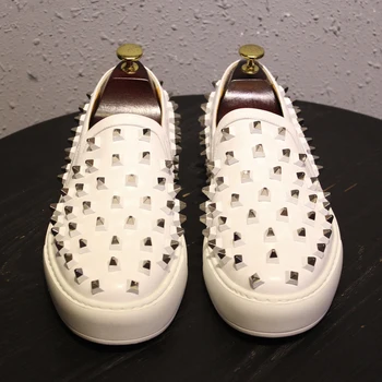 High Top Quality White Rivets Loafers Driving Shoes Flat Real leather Mens Oxfords
High Top Quality White Rivets Loafers Driving Shoes Flat Real leather Mens Oxfords