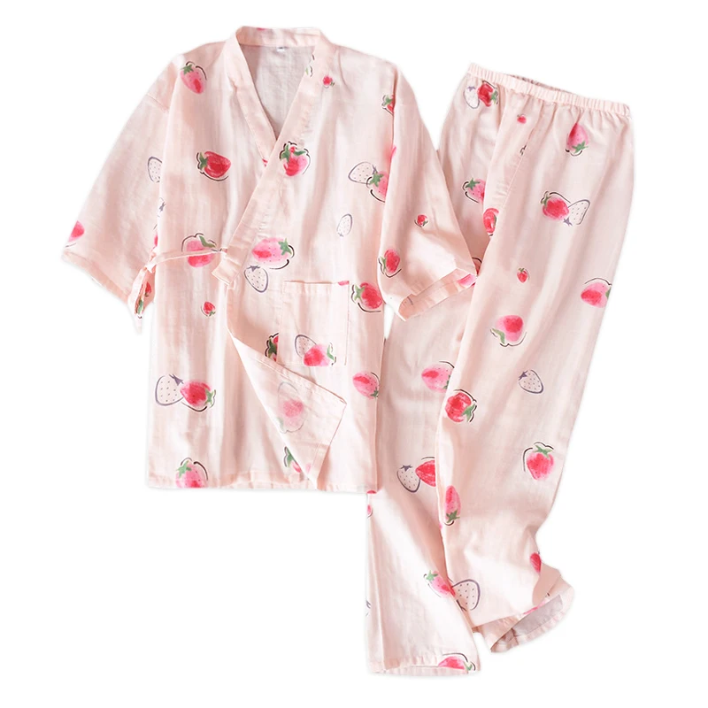 Summer sweet Japanese kimono robes women cute strawberry short sleeves 100% cotton pajamas sets simple Robes set for women
Summer sweet Japanese kimono robes women cute strawberry short sleeves 100% cotton pajamas sets simple Robes set for women
