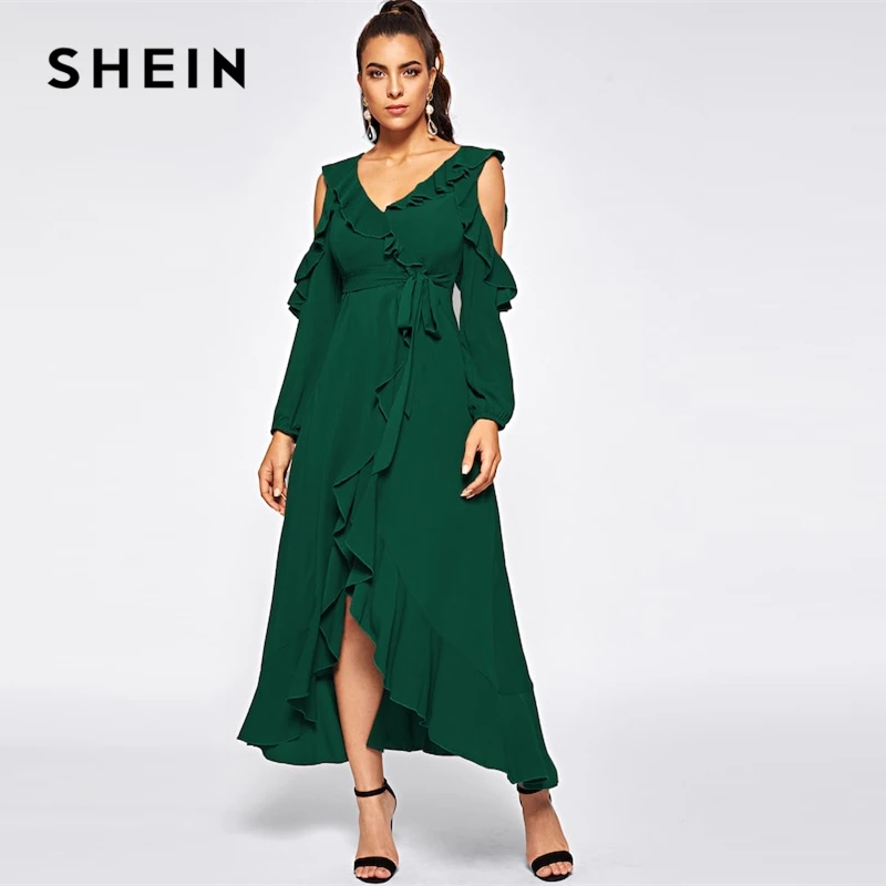 SHEIN Vacation Green Crisscross Back Ruffle Trim Wrap Asymmetrical Hem Dress Autumn Bishop Sleeve Women High Waist Solid Dresses
SHEIN Vacation Green Crisscross Back Ruffle Trim Wrap Asymmetrical Hem Dress Autumn Bishop Sleeve Women High Waist Solid Dresses