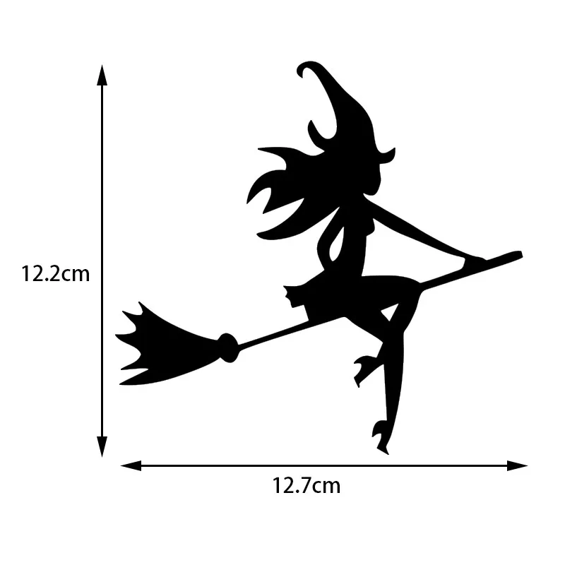 12.712.2CM Fashion Halloween Sexy Witch Broom Car Stickers Cartoon Waterproof Vinyl Reflective Decals BlackSilverlaser (1)