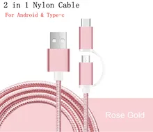New Android USB Cable Top Sale Braided 2 in 1 Stylus Cables USB Type-c & Micro Cable Charger For Samsung XIAOMI HUAWEI Lenovo