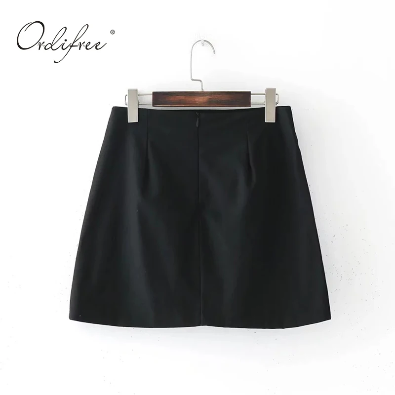 Женская винтажная мини юбка Ordifree черная трапециевидная с цветочной вышивкой и
