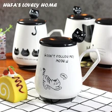 New Cat Style Ceramic Cups Cute Ceramic Coffee Mug With Special Lid Spoon Porcelain Tea Milk