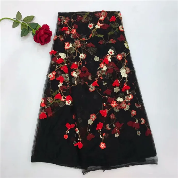 2018 New style French net lace fabric 3D flower Beads African tulle mesh lace fabric high quality african lace fabric Black red
2018 New style French net lace fabric 3D flower Beads African tulle mesh lace fabric high quality african lace fabric Black red