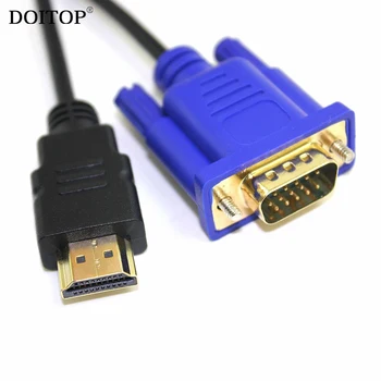 DOITOP 6FT 1.8m HD 1080P HDMI Male to VGA male Adapter HD-15 Male 15Pin Adapter Cable HDMI TO VGA Audio Converter Connect Cable