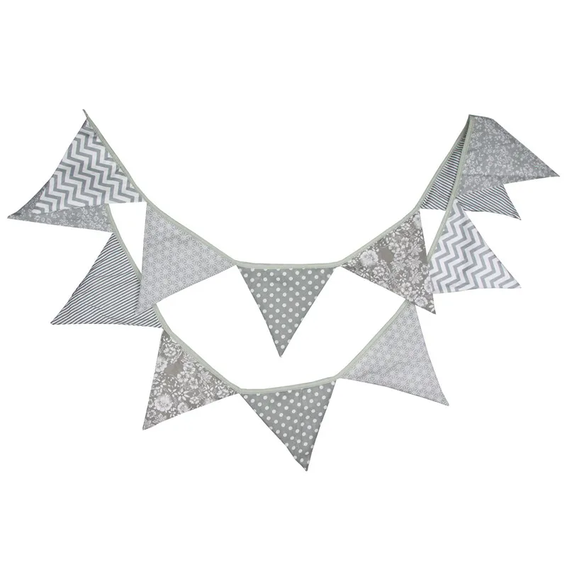 12 Flags 3.2m Delicate Silver Grey Cotton Fabric Bunting Pennant Flags Banner Garland Baby Shower/Outdoor DIY Home Decoration
12 Flags 3.2m Delicate Silver Grey Cotton Fabric Bunting Pennant Flags Banner Garland Baby Shower/Outdoor DIY Home Decoration