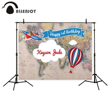 Allenjoy camera photography Birthday Background world map airplane hot air balloons Custom Name Pilot vinyl backdrops
Allenjoy camera photography Birthday Background world map airplane hot air balloons Custom Name Pilot vinyl backdrops