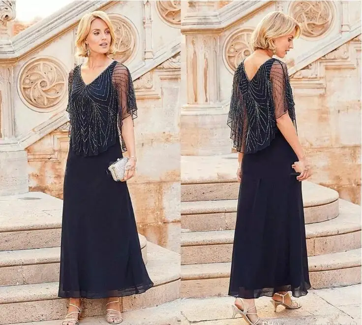 free shipping Navy Blue Chiffon V Neck Beading half Sleeves Ankle Length With Wrap Cape bridal gown 2018 Mother Off Bride Dress
free shipping Navy Blue Chiffon V Neck Beading half Sleeves Ankle Length With Wrap Cape bridal gown 2018 Mother Off Bride Dress