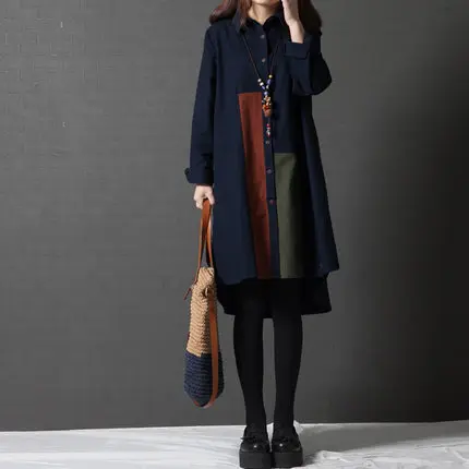 QPFJQD Patchwork Spring Autumn Shirt Long Sleeve Buttons Female Casual Long Blouses Plus Size Single Breasted Women Dress Blouse
QPFJQD Patchwork Spring Autumn Shirt Long Sleeve Buttons Female Casual Long Blouses Plus Size Single Breasted Women Dress Blouse