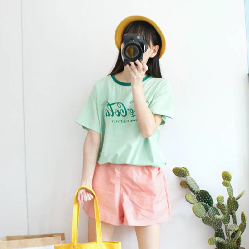 Korean Fashion Loose Tee Shirt Tops Short Sleeve Cotton Women T-shirts Macaron Candy Color Ladies Tshirt Summer New T Shirt
Korean Fashion Loose Tee Shirt Tops Short Sleeve Cotton Women T-shirts Macaron Candy Color Ladies Tshirt Summer New T Shirt