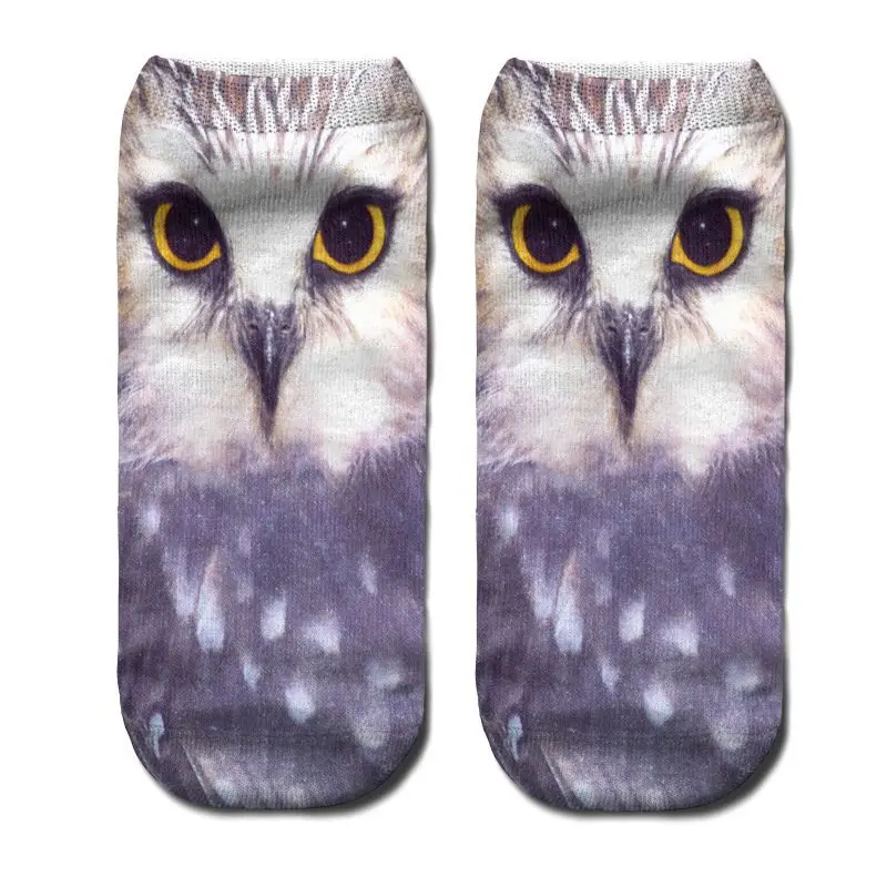 Fashion 3D Cute Short Socks Women Student Harajuku Print Kawaii Animal Warm Ankle Funny for Female Girls Birthday Gift Owl | Женская