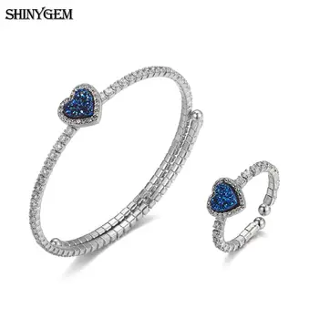 ShinyGem 925 Sterling Silver Druzy Stone Jewelry Set Adjustable Crystal Bracelet Ring Sets Love Heart Gems Jewelry Set For Women
ShinyGem 925 Sterling Silver Druzy Stone Jewelry Set Adjustable Crystal Bracelet Ring Sets Love Heart Gems Jewelry Set For Women