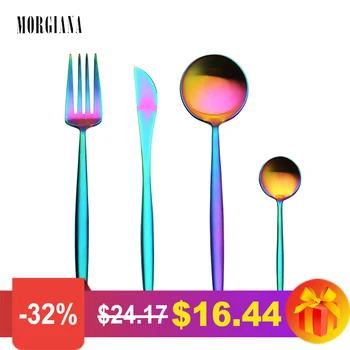 MORGIANA New Rainbow Fork Knife Scoops Silverware Tableware Set 4Pcs/Set Cutlery Set 18/10 Stainless Steel Dinnerware Set
MORGIANA New Rainbow Fork Knife Scoops Silverware Tableware Set 4Pcs/Set Cutlery Set 18/10 Stainless Steel Dinnerware Set