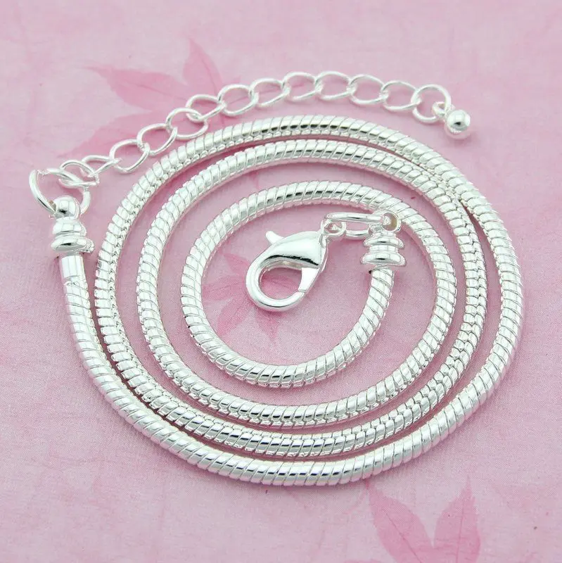 10pcs / lot Silver Plated Snake Chain Lobster Clasp Necklaces For European Charms Beads 45cm / 18" PP12
10pcs / lot Silver Plated Snake Chain Lobster Clasp Necklaces For European Charms Beads 45cm / 18" PP12