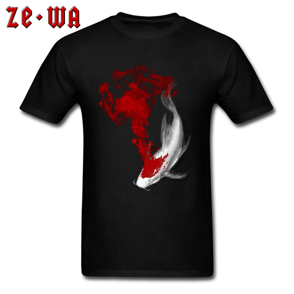 

Chinese Style Tshirt Men Top T-shirts Coy Koi Design T Shirts 2018 Discount Male Clothes Lucky Fish Printed Tees Unique Shirt