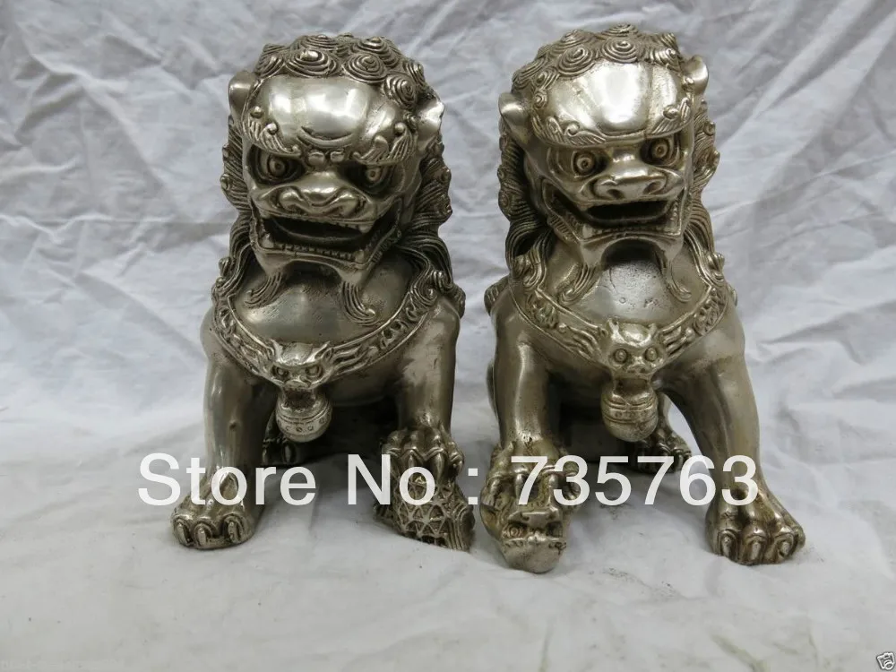 00444 a pair tibet bronze silver plating exorcise evil spirits feng shui treasure lion
00444 a pair tibet bronze silver plating exorcise evil spirits feng shui treasure lion