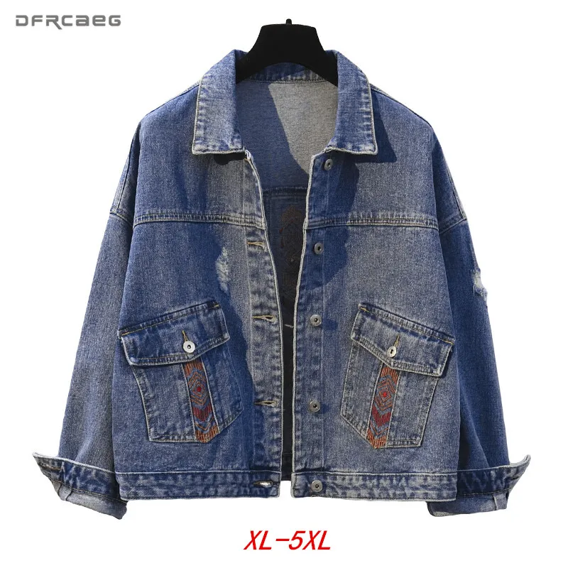 4XL 5XL Plus Size Embroidery Denim Jackets Women 2019 Spring Streetwear Casual Long Sleeve Loose Jeans Jacket Outwear Female
4XL 5XL Plus Size Embroidery Denim Jackets Women 2019 Spring Streetwear Casual Long Sleeve Loose Jeans Jacket Outwear Female