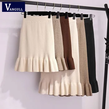 Vangull Women long sweater skirt Winter female ruffle midi pleated skirts maxi knitted high waist warm elegant Saias Jupe Femme
Vangull Women long sweater skirt Winter female ruffle midi pleated skirts maxi knitted high waist warm elegant Saias Jupe Femme